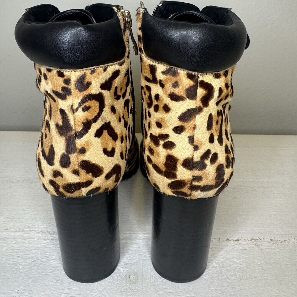 Antonio Melani Gorgg Leopard Print Calf Hair Booties Women’s 7.5 Lace Up Boots - Picture 5 of 9